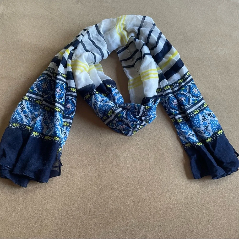 Lightweight Scarf - Blue, Yellow, White